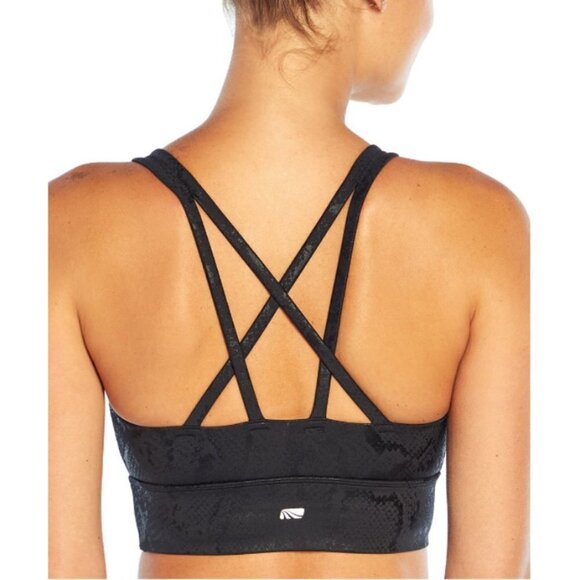 💕MARIKA💕 Black Python Foil Lacey Racerback Sports Bra ~ Animal Print Large NWT - Picture 2 of 10